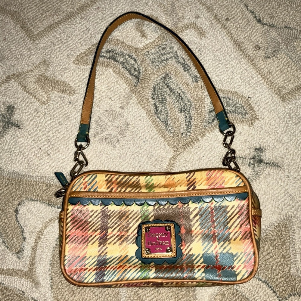 Dooney & Bourke Y2K Multicolor Plaid Baguette Shoulder Bag